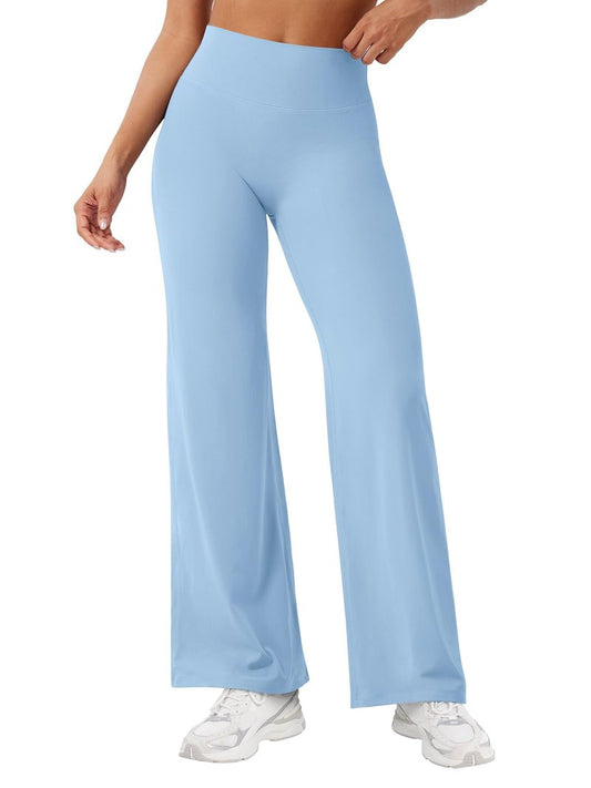 YEOREO Workout Leggings Womens No Front Seam Straight Leggings 29" High Waist Buttery Eddiy Gym Yoga Pants Airy Blue L