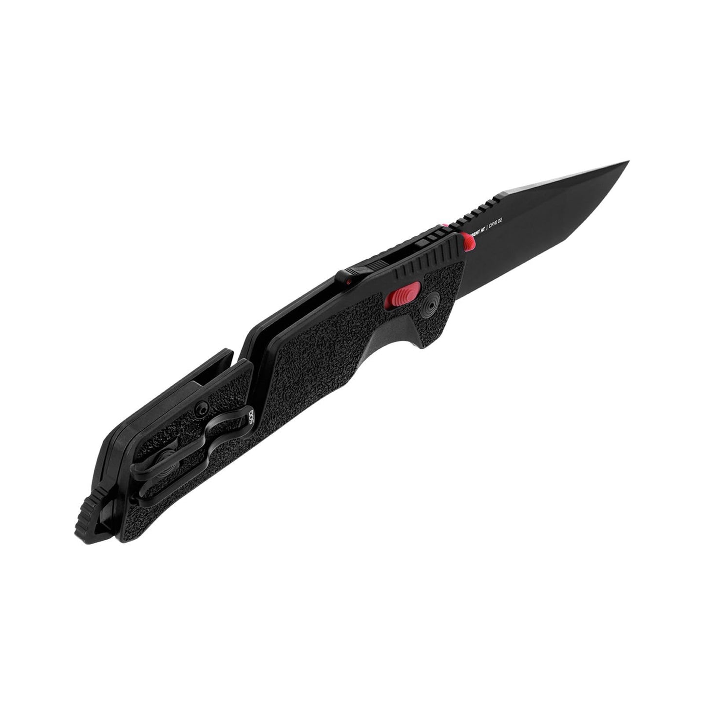 SOG Trident AT Ambidextrous Professional Tanto Folding Knives | Heat-Treated CRYO D2 3.75" Stainless Steel Blade, Black/Red