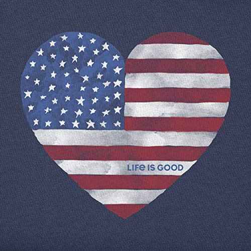 Life is Good Women's Crusher Tee, Short Sleeve Cotton Graphic T-Shirts, Watercolor Flag Heart