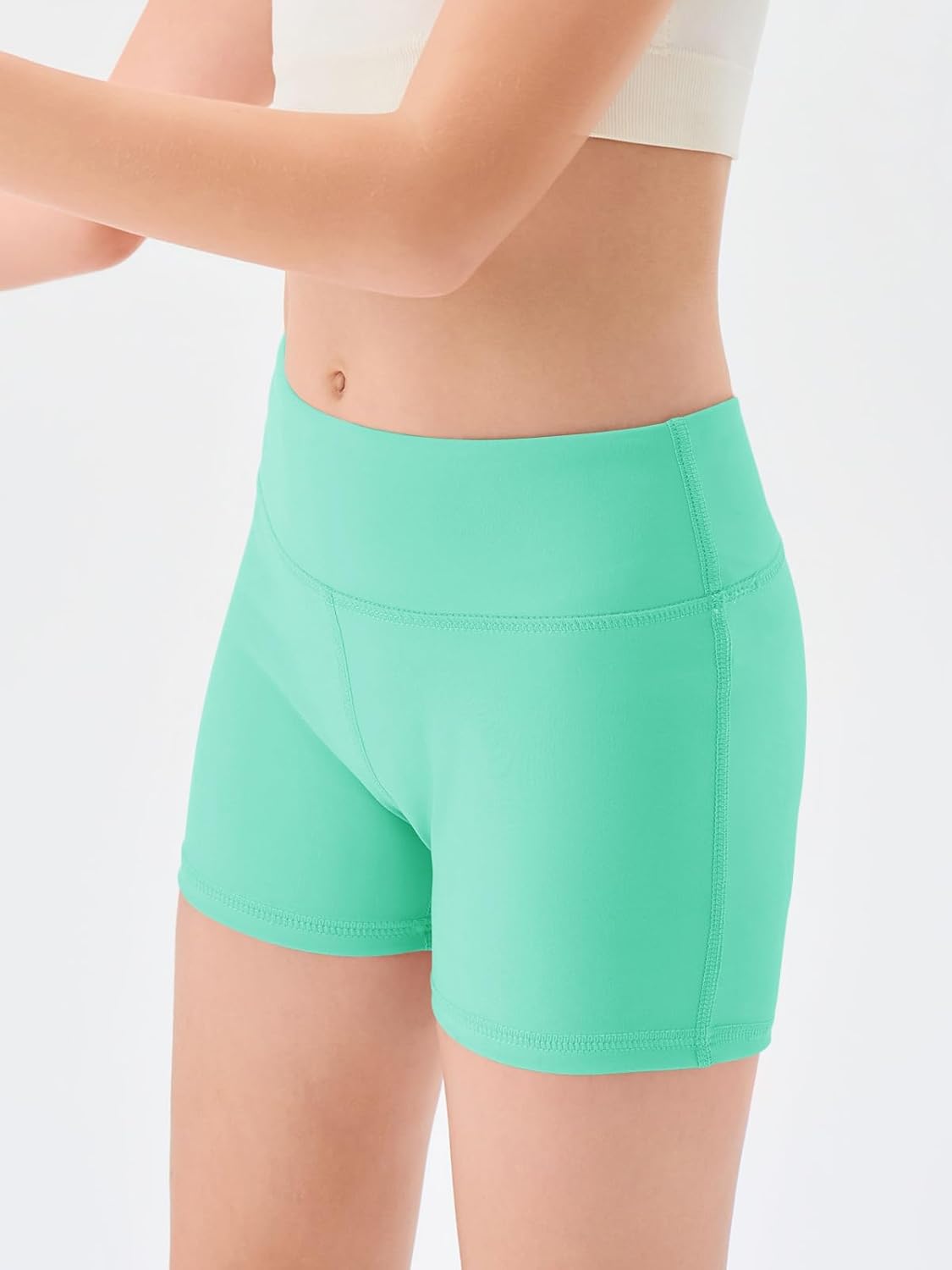 Girls High-Waisted Athletic Shorts - Comfy Yoga & Dance Biker Shorts | Sizes 5-14Y