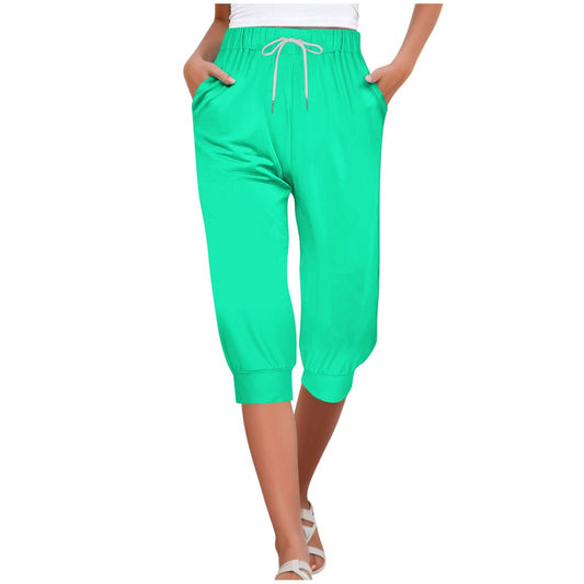 Womens Capri Sweatpants Joggers Summer Casual Cropped Jogger Pants Gym Workout Yoga Capris with Pockets Mint Green