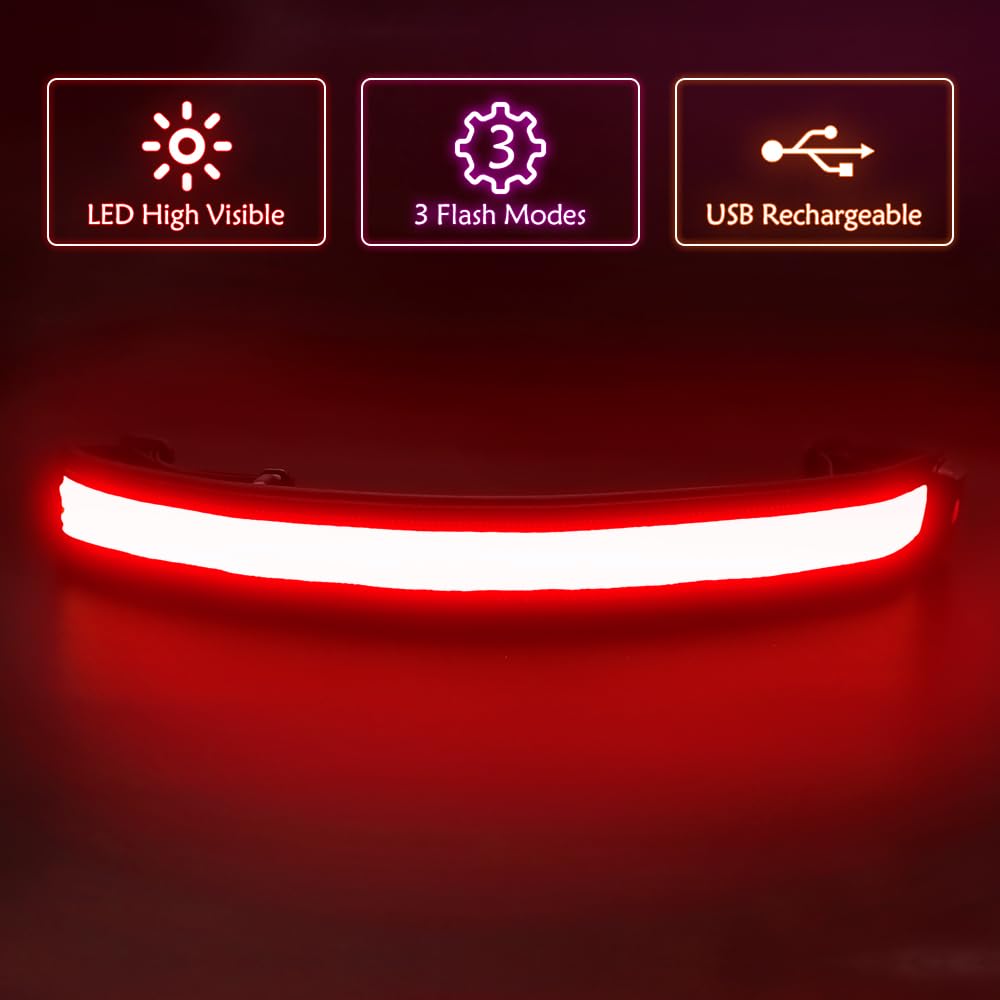 Illumifun LED Running Belt, Light Up LED Waist Belt, High Visibility Gear for Running Walking Cycling Camping (Red)