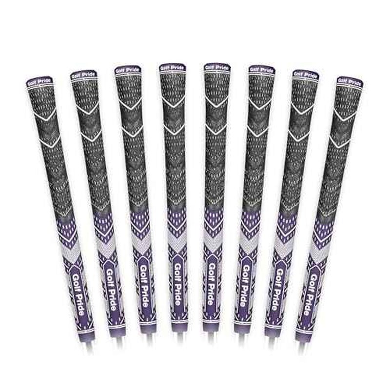 Golf Pride MCC Plus4 Golf Club Grip - All-Weather Hybrid Grip with Larger Lower Hand - Brushed Cotton Cord & Pebbled Texture - Purple/White