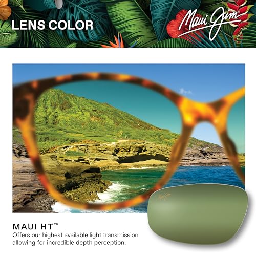 Maui Jim Kaulana AF Round Sunglasses, Matte Black/Maui Ht Polarized, Large