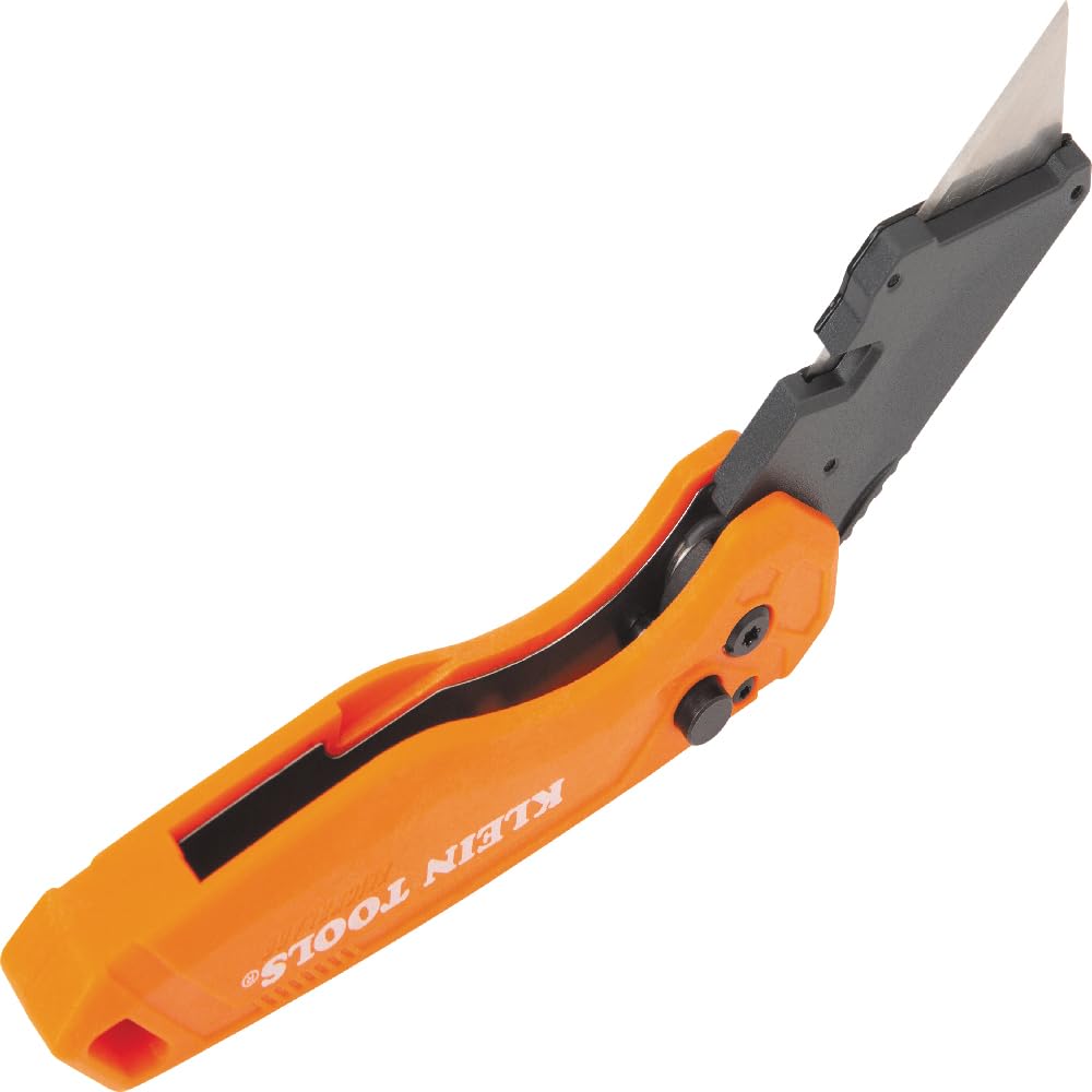 Klein Tools 44302 Folding FLICKBLADE Utility Knife with Side Release Button, Compact, Dual Locking Positions for Versatile Cutting Options