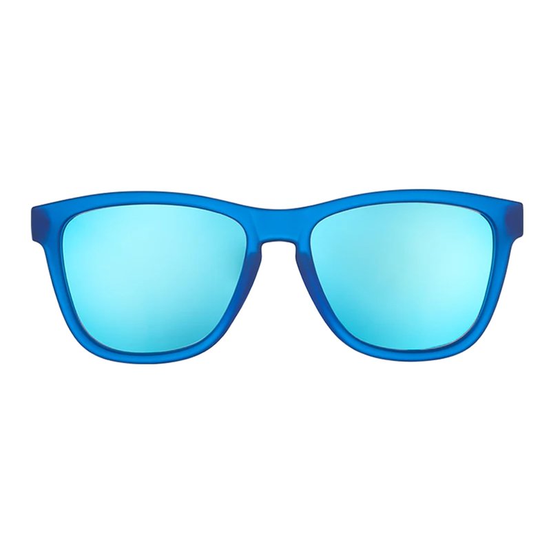 goodr Falkor's Fever Dream Polarized Sunglasses, Medium Sized (OG), Dark Blue Translucent Frame with Light Blue Mirrored Reflective Lenses, UV400 Protection, No Slip, No Bounce