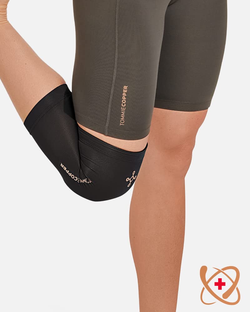 Tommie Copper Core Compression Infrared Knee Sleeve, Unisex, Men & Women, 4D Stretch Infrared Infused, Self-Warming Sleeve for Muscle Support & Stability - Black - Large