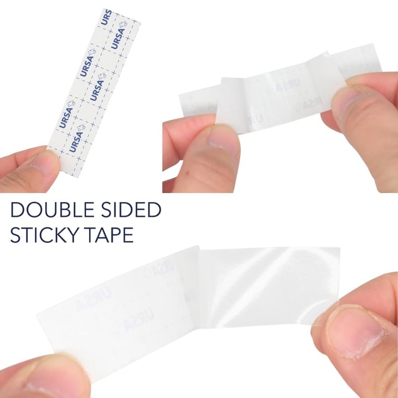 URSA Sticky Strips - Pack of 60 | Clear Double Sided Tapes for Clothes | No-Residue Fashion Tape for Wigs, Deep Necklines, Costumes & Shoes | Body Tape for Delicate Skin | Strong Cloth Adhesive