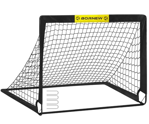 Black 4x3FT Soccer Goal for Kids - Portable Backyard & Indoor Training with Stakes