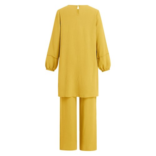 ODIZLI Women's Muslim 2 Pieces Sets Long Sleeve Top Dress and Pants Dubai Abaya Outfits Long Abaya for Women Eid Ramadan Church Prayer Dress for Islamic Arabic Dubai Modest Clothes Yellow CC 2XL