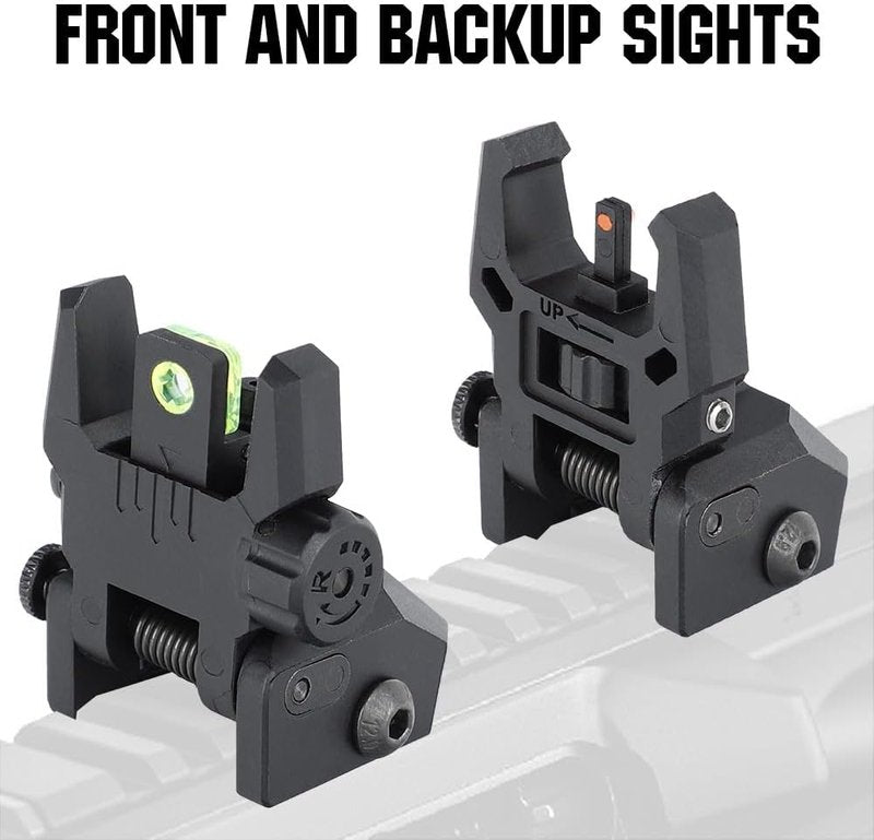 ohhunt Fiber Optic Sights - Foldable Flip-Up Backup Sights for A15 | Durable Polymer Design