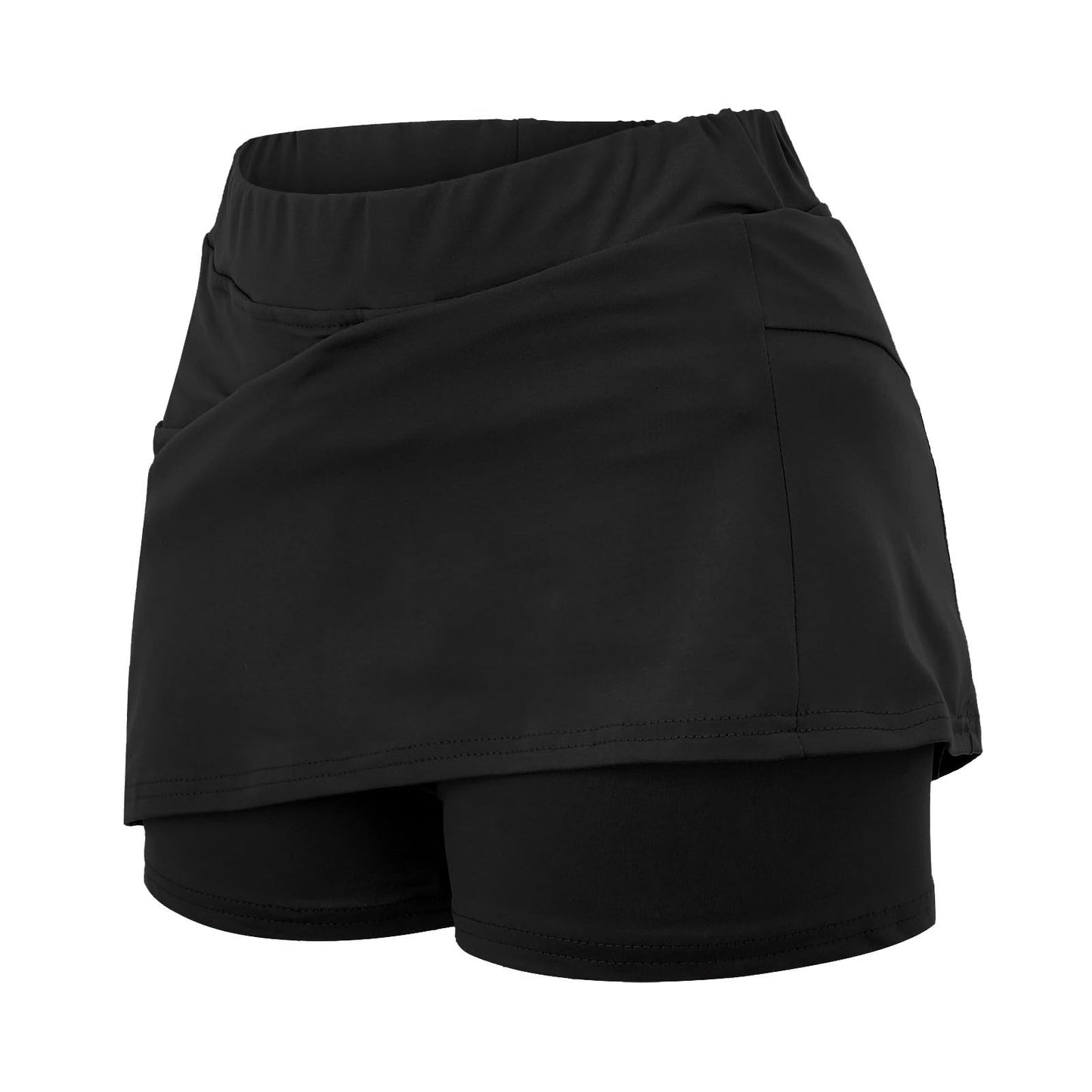 Generic Skorts for Women with Pockets - Lightweight Skirt Athletic Inner Shorts for Running Tennis Golf Workout Sports A-Black, 3X-Large