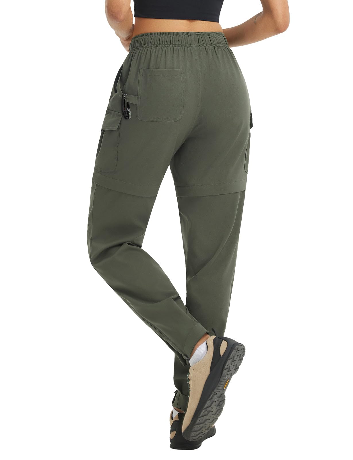 baleaf Women's Hiking Pants 29'' Convertible Zip-Off Pants Army Green L