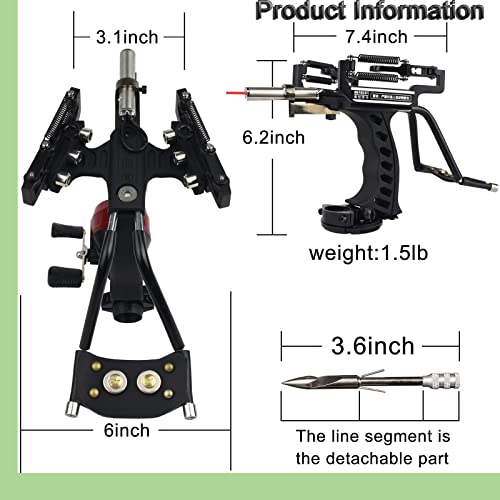 JTXCDFHMJ Rugged Professional Hunting Golden Slingshot with Fish Shooting Package As Adult Catapult Wrist Rocket Slingshot Comes with Reel Fish Shooting Dart Left Hand Gauntlet (BlackLeft)