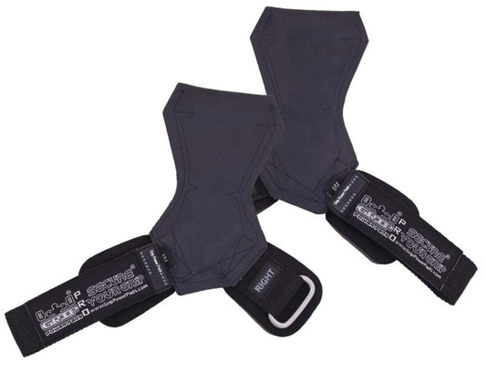 Grip Power Pads Weight Lifting Hand Grips Heavy Deadlifts Rows Pull Ups Neoprene Padded Wrist Wraps Support Rubber Straps Gloves Powerlifting Bodybuilding (Pair) (Large, Black)