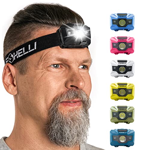 Foxelli LED Headlamp Rechargeable – Ultralight USB Rechargeable Headlamp Flashlight for Adults & Kids, Waterproof Head Lamp with Red Light for Running, Camping, Hiking & Outdoor