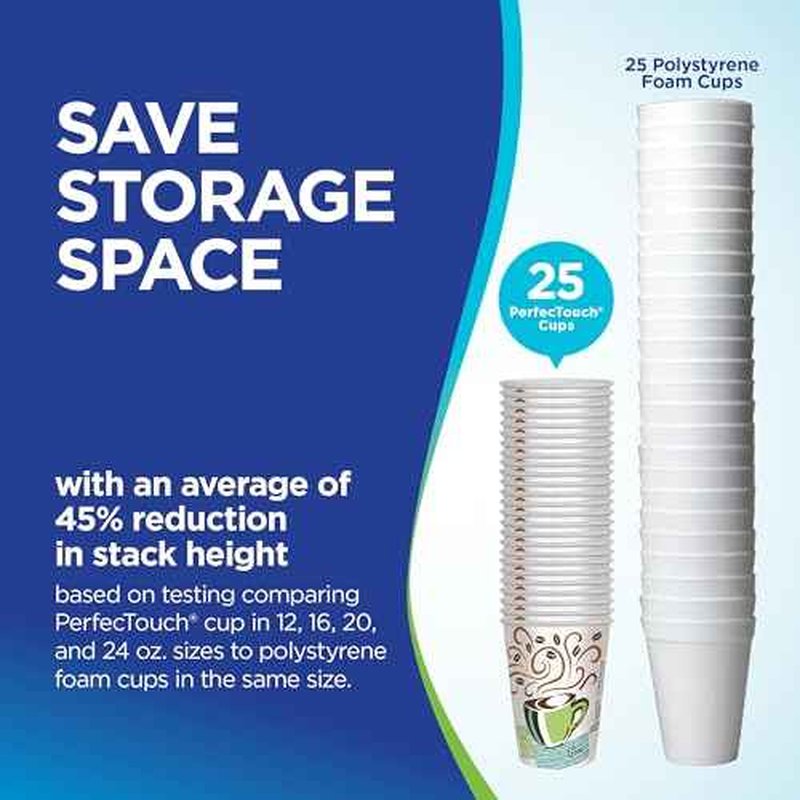 Dixie PerfecTouch 10 oz Paper Coffee Cups By GP PRO, Coffee Haze Design, 500 Count (25 Disposable Cups Per Sleeve, 20 Sleeves Per Case), 5310DX