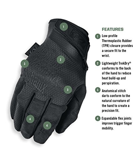 Mechanix Wear: Tactical Specialty 0.5mm High-Dexterity Work Gloves with Secure Fit and Precision Feel, Tactical Gloves for Airsoft, Paintball, Utility Use, Gloves for Men (Black, Large)