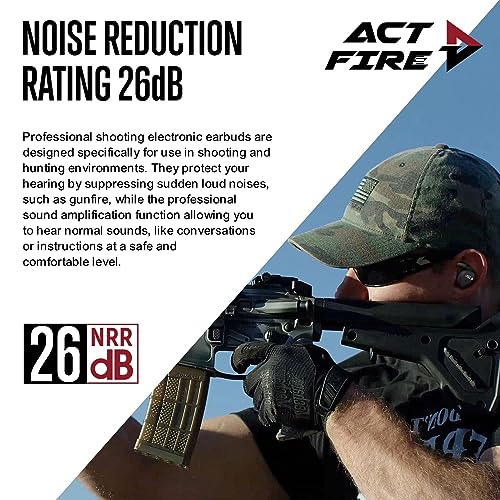 ACT FIRES Shooting Ear Protection Ear Plugs, Hearing Protection Earbuds Electronic Shooting Earplugs for Noise Reduction