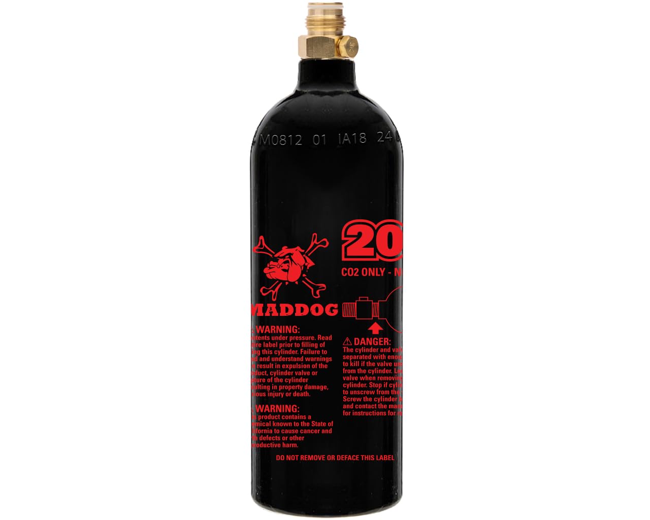 Maddog 20 Oz Refillable Aluminum CO2 Paintball Tank - Ships Empty - 1 Pack