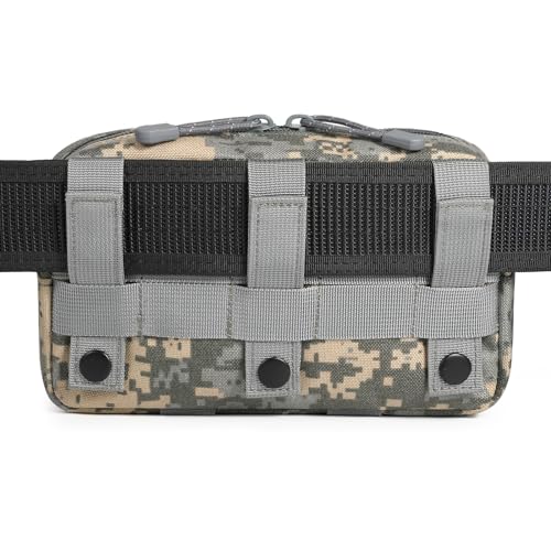 FRTKK Tactical Molle Admin Pouch Utility Laser Cut EDC Tool Pouch Bag Horizontal Modular Pouches Include US Flag Patch and Keychain (ACU)