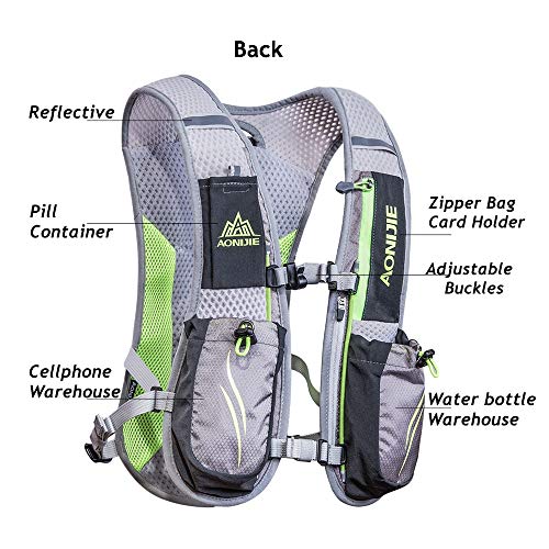 AONIJIE Running Hydration Vest Backpack for Women and Men Lightweight Trail Running Backpack 5.5L Gray