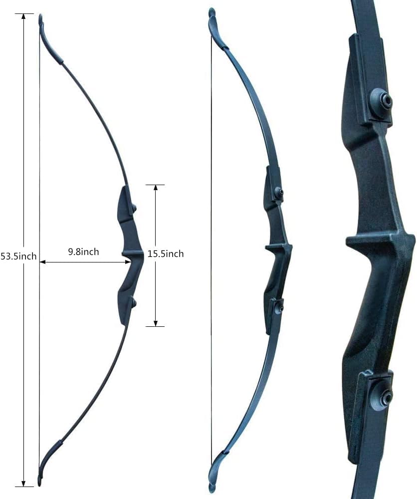 D&Q Archery Bow and Arrow Set for Adults Beginner Teenagers Youth, Takedown Recurve Bow 20lbs 30lbs 40lbs Left and Right Handed, Recurve Bow Set for Outdoor Target Practice (Black, 20lbs)