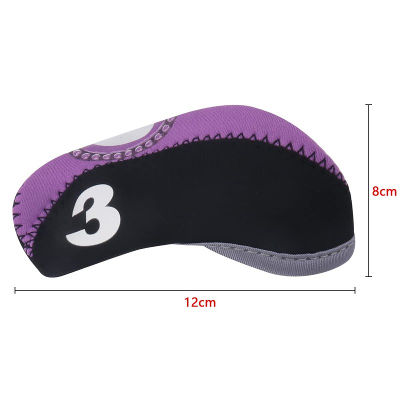 Seacloud 10Pcs Neoprene Golf Club Iron Head Covers Set, Purple/Black