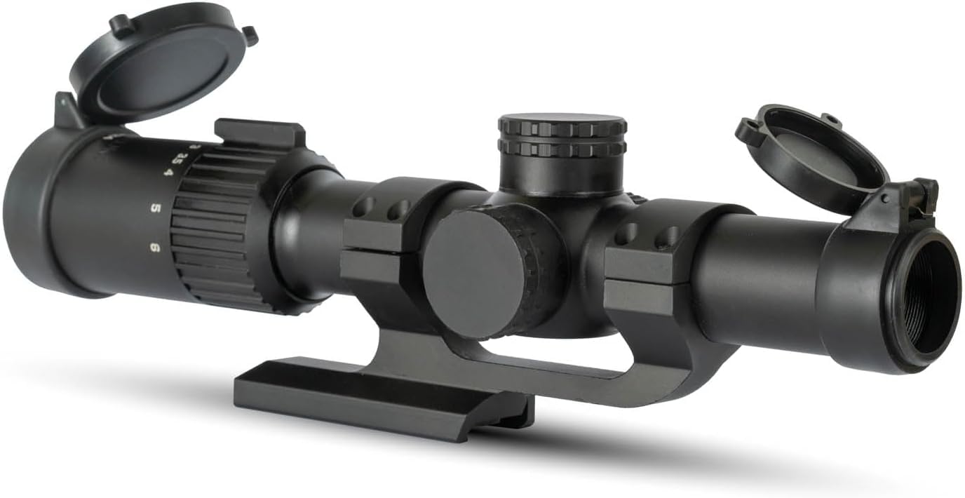 Monstrum Banshee 1-6x24 LPVO Rifle Scope with Offset Scope Mount | Black | BDC B1 Reticle