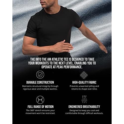 INTO THE AM Short Sleeve Active Tees for Men - Athletic Workout Gym T-Shirts S - 4XL Running Gym Hiking Fitness