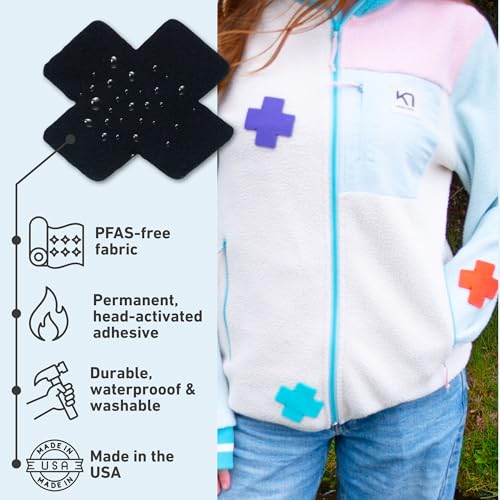 Noso Fleece Fabric Patch Black - Self-Adhesive Polartec Power Grid Repair