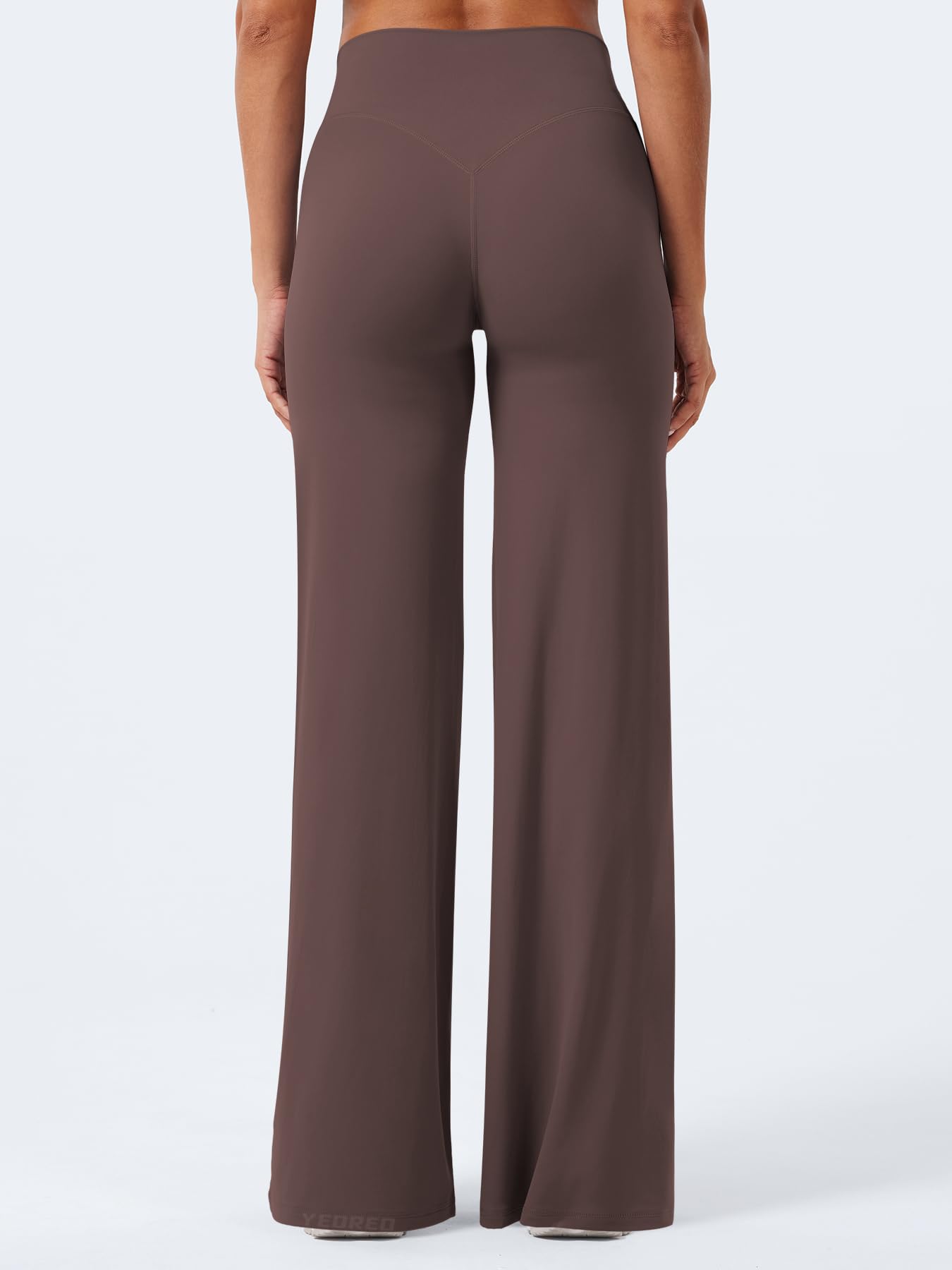 YEOREO Workout Leggings Womens No Front Seam Straight Leggings 33" High Waist Buttery Eddiy Gym Yoga Pants Plum Brown M