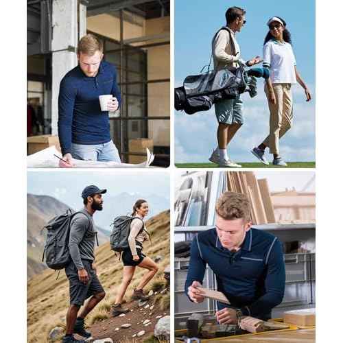 ZITY Men's Casual Long Sleeve Polo Shirts Classic Button Cotton Work T-Shirt Collared Basic Golf Shirt with Pocket