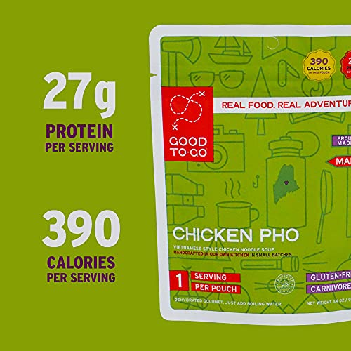 GOOD TO-GO Chicken Pho | Camping Food, Backpacking Food (Single Serving) | Just Add Water Meals, Backpacking Meals | Dehydrated Meals Taste Better Than Freeze Dried Meals