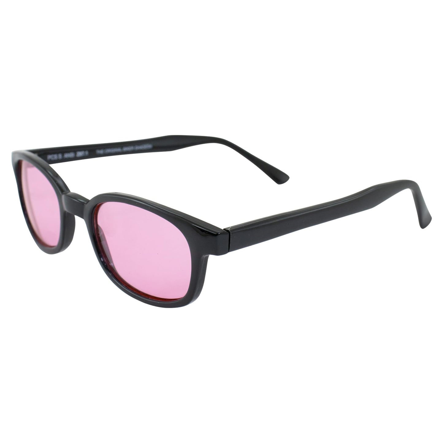 X-KD's Sunglasses 1014 20 Percent Larger than Original KD's ANSI Z80.3 Black w/Pink Lenses