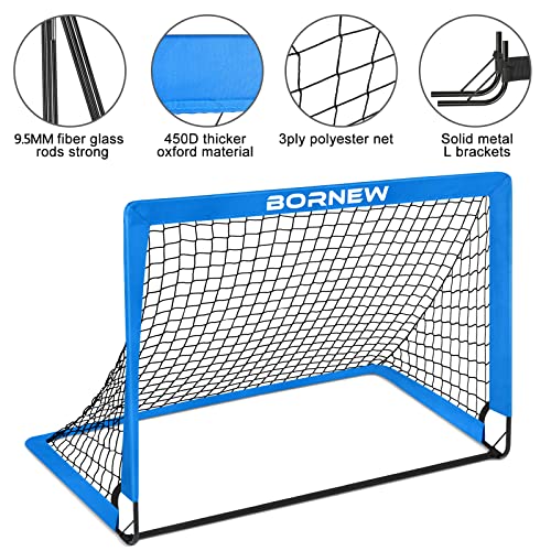 Kids Soccer Goal for Backyard Set - 2 Set of 6X4 / 4X3 ft Toddler Soccer Nets Training Equipment, Soccer Ball, Pop Up Portable Soccer Set for Kids and Youth Games and Training Goals