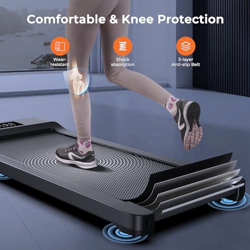 Lacuffy 2024 Upgraded Walking Pad Treadmill, Smart Walking Pad, Quiet Under Desk Treadmill for Home Use, Remote Control & App-Enabled, No Assembly Required, Fitness Data Recording