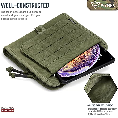 WYNEX Tactical Folding Admin Pouch, Molle Tool Bag of Laser-Cut Design, Utility Organizer EDC Medical Bag Modular Pouches Tactical Attachment Waist Pouch Include U.S Patch