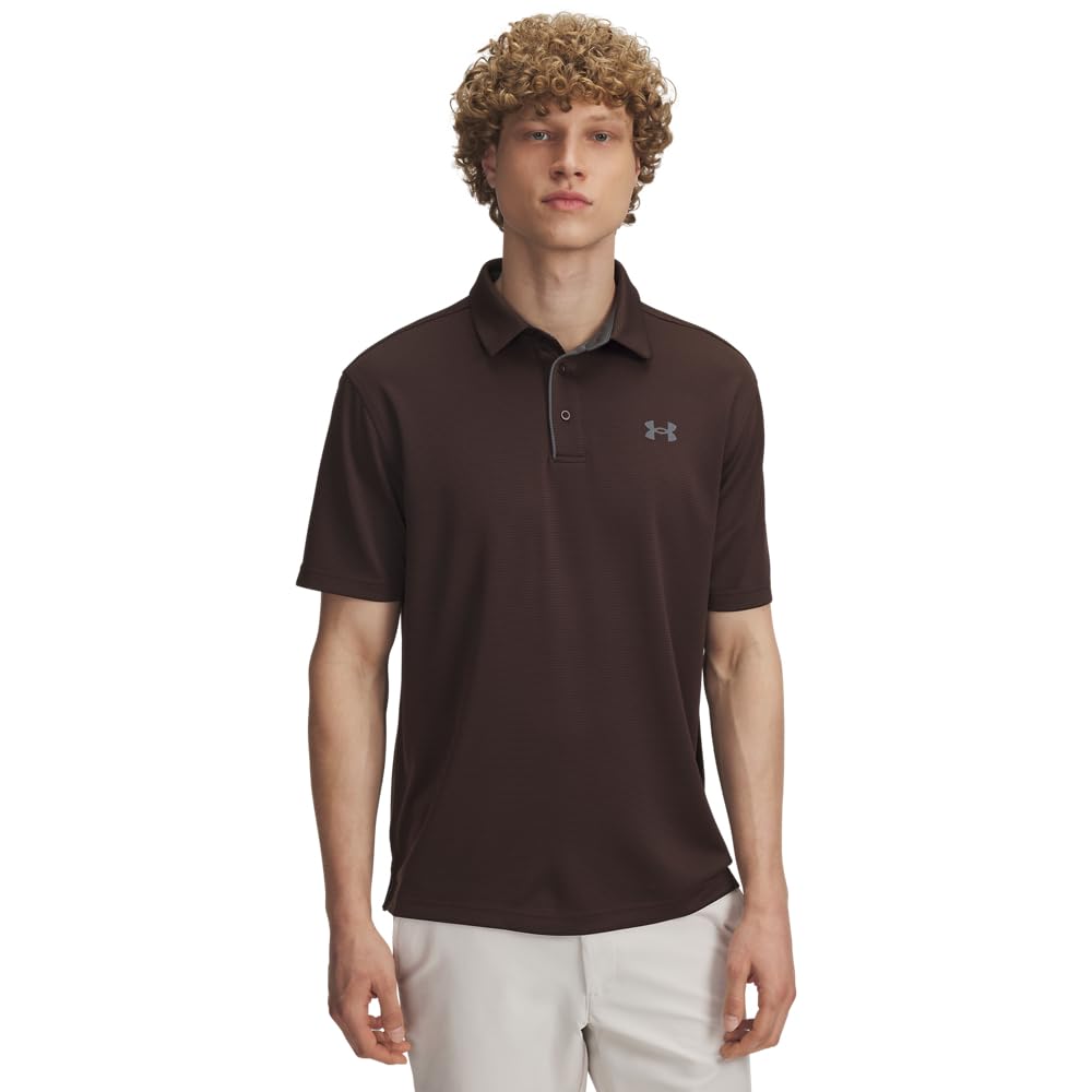 Under Armour Men's Tech Golf Polo, (246) Kona Brown / / Pitch Gray, Medium