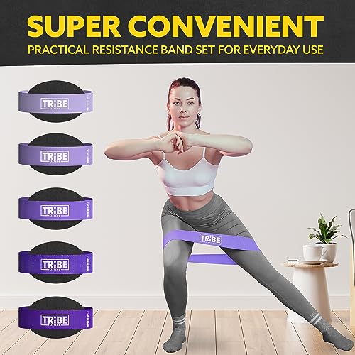 Fabric Resistance Bands for Working Out - Booty Bands for Women and Men - Exercise Bands Resistance Bands Set - Workout Bands Resistance Bands for Legs - Fitness Bands (Purple)