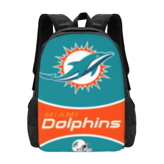 EWLTFM Dolphins Backpack 3D Printed Football Team Pattern Backpack Casual Travel Backpack Laptop Backpack Football Fans Gift