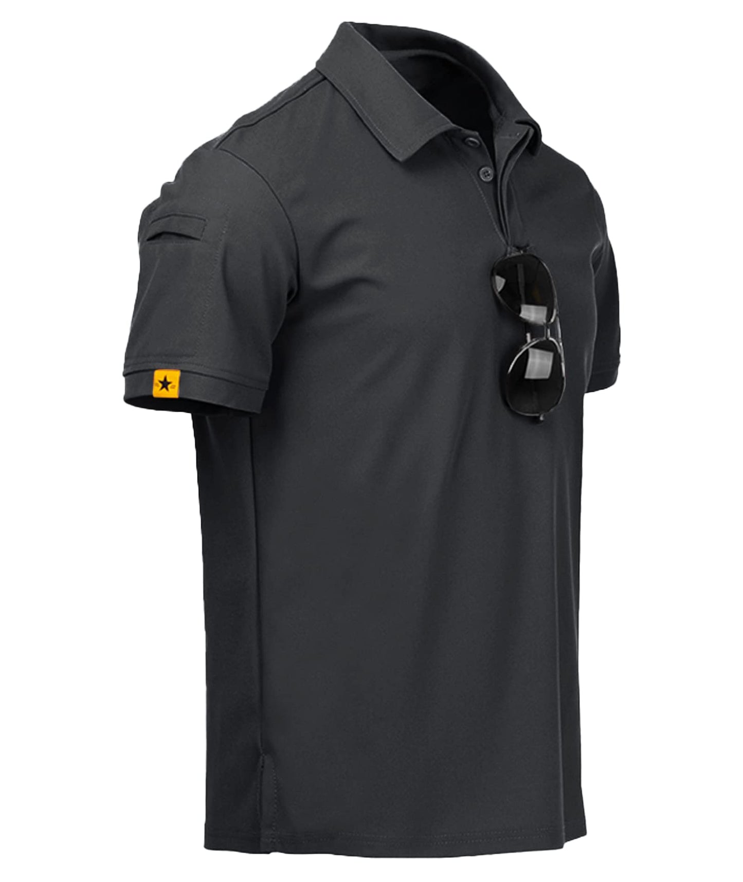 ZITY Mens Polo Shirt Short Sleeve Sports Tactical T-Shirt Athletic Golf Polos Daily Casual Stylish Collared Shirts for Men Dark Grey X-Large
