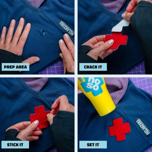 Noso Fleece Fabric Patch Black - Self-Adhesive Polartec Power Grid Repair