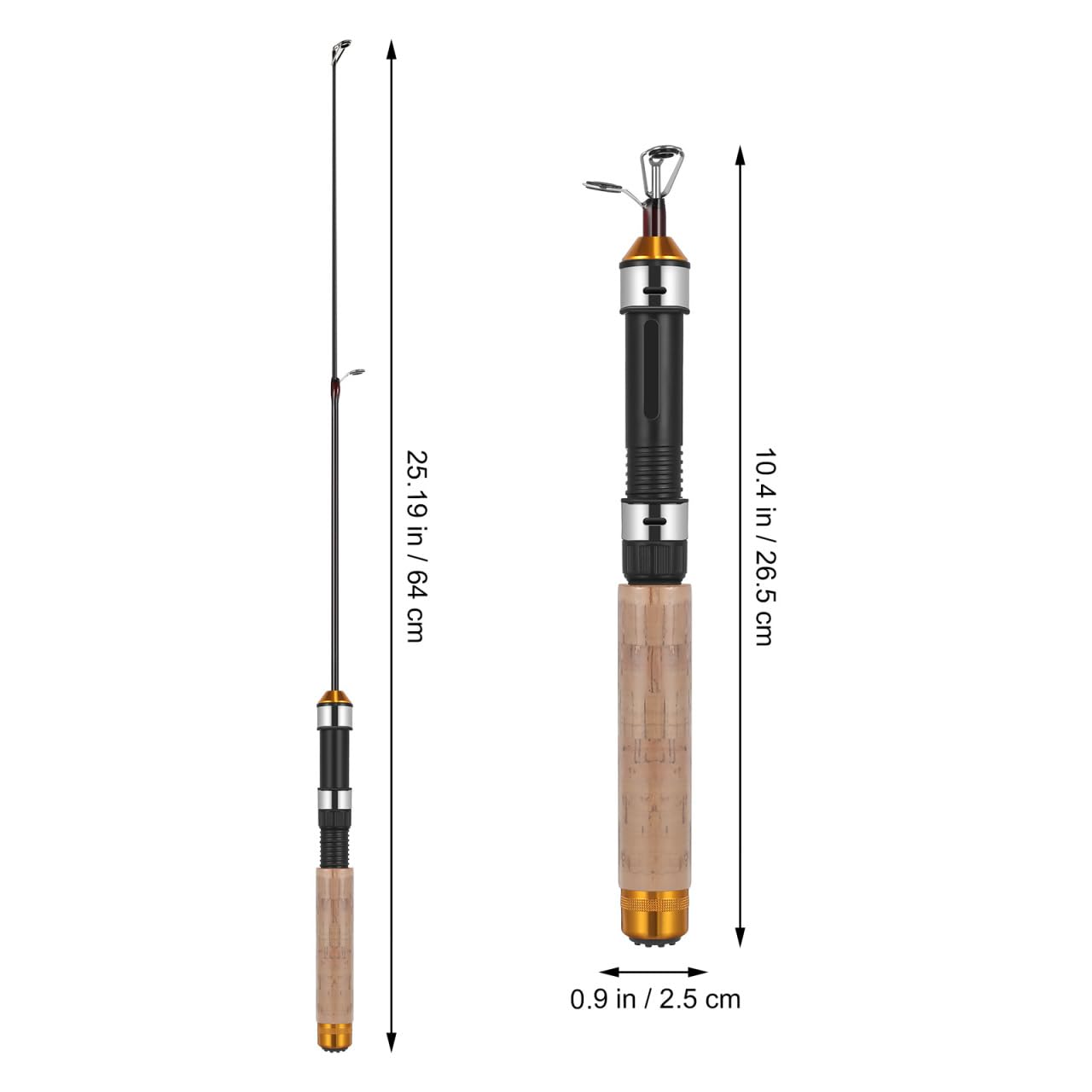Toyvian Telescopic Ice Fishing Rod Mini Ultra-Light Fishing Pole 25.59In Compact Winter Tackle Tool with 2 Wear-Resistant Guides Reel Not Included