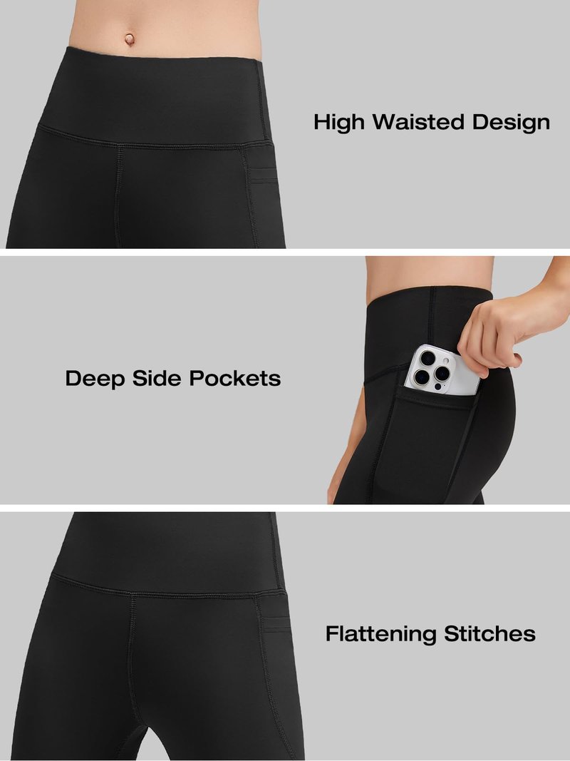Celfaeree 5 Packs Girls Athletic Leggings Kids Yoga Pants with Pockets High Waist Leggings Yoga Dance Workout Running 5Black L