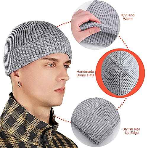 vidsel Short Fisherman Beanie for Men Women, Swag Wool Knit Cuff Trawler Skullcap,Winter Warm Hats