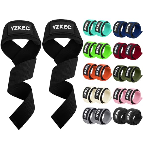 YZKEC 24" Cotton Weight Lifting Wrist Straps with Neoprene Cushioned Padded for Wrist Support and Protection，Weightlifting，Strength Training，Bodybuilding，Powerlifting，Dumbbell Workout，Men and Women (Pair)