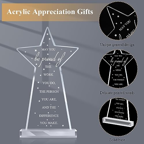 Bucherry 10 Pcs Employee Appreciation Awards for Coworker Acrylic Thank You Trophy May You Be Proud of the Work You Do Sign Prizes for Adults Retirement Goodbye Farewell Gift for Women Men (Bomb)