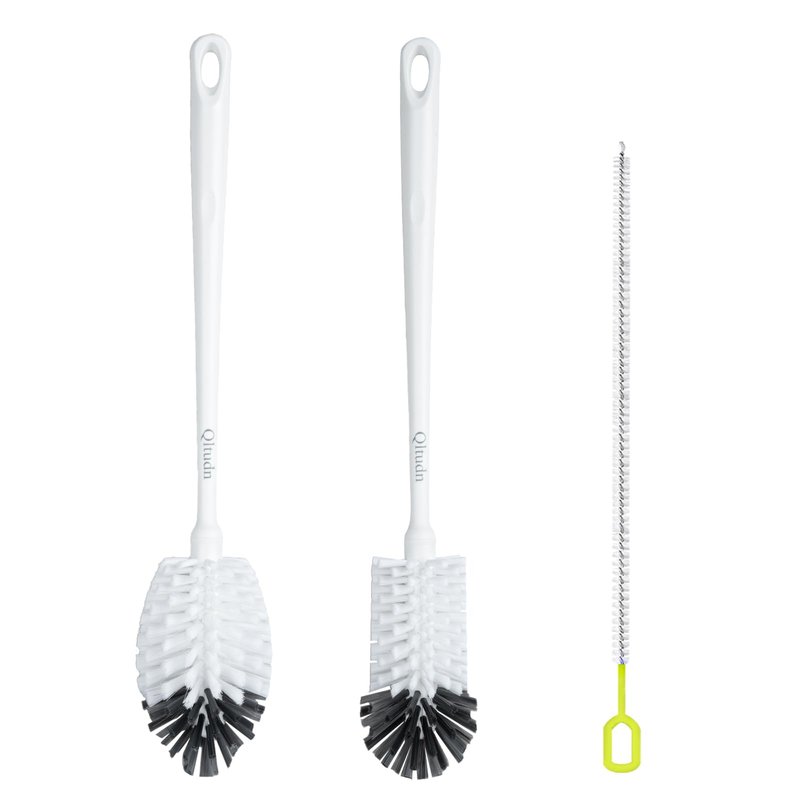 QLTUDN 2 Pack 14 Inch Bottle Brush & 12 Inch Straw Brush Cleaner Set - Heavy Duty Kitchen Bottle Brushes for Cleaning Water Bottles, Baby Bottles, Mugs, Sippy Cups & Tumblers, Lab Use