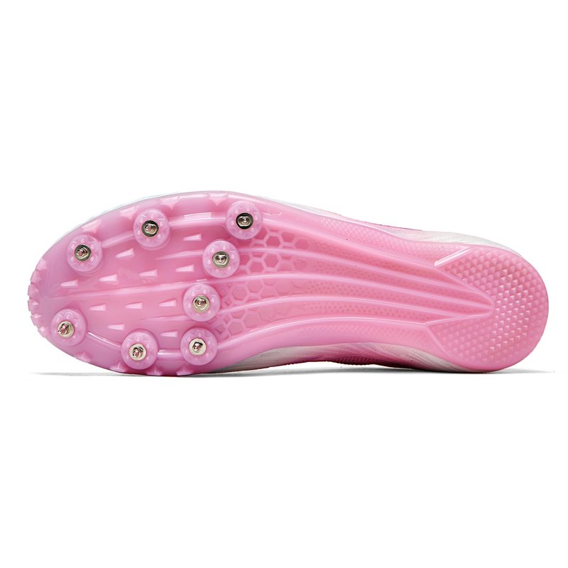 WESHIRUN Track and Field Shoes for Men Women 8 Spikes Boys and Girls Kids Running Racing Shoes Peach Pink